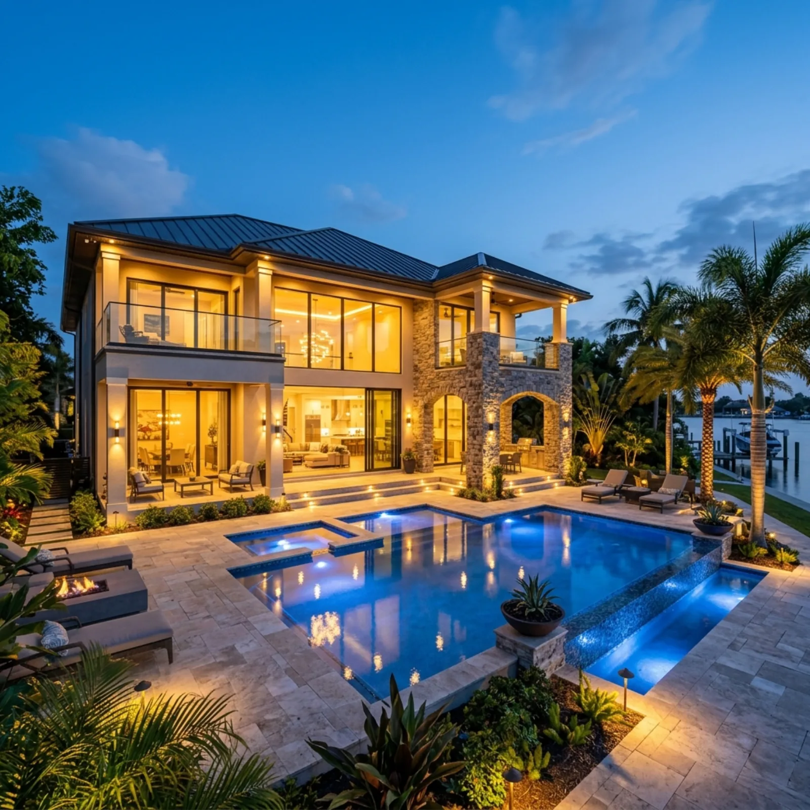 Luxury home with professional electrical lighting